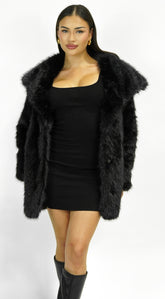Cascade Faux Fur Coat - Black